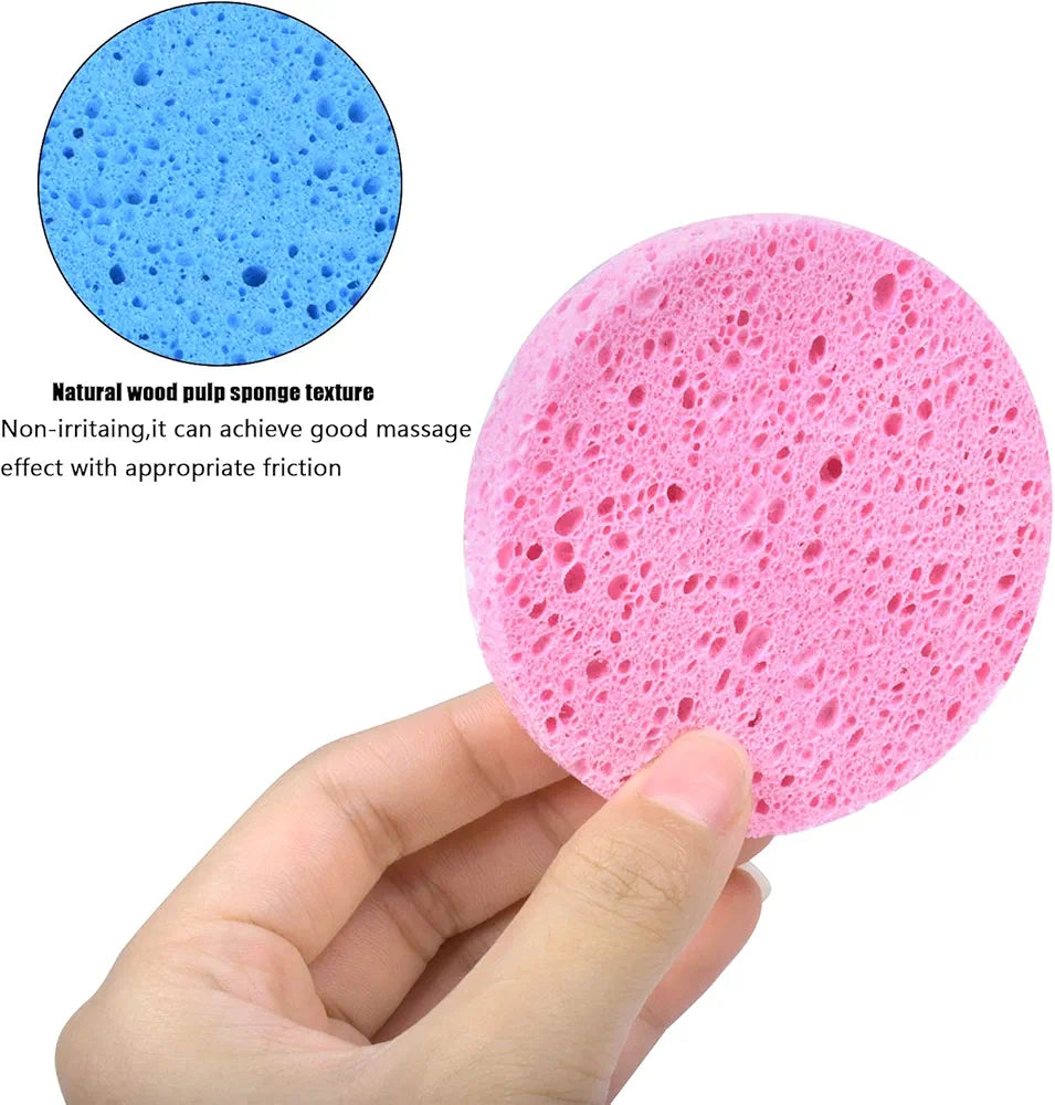 Monvku 2-Piece Round Cellulose Facial Cleansing Sponge