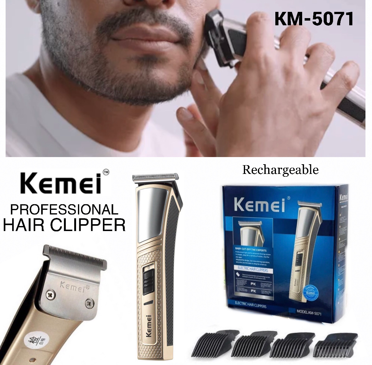 Kemei Rechargeable Clipper / Trimmer مكنة حلاقة