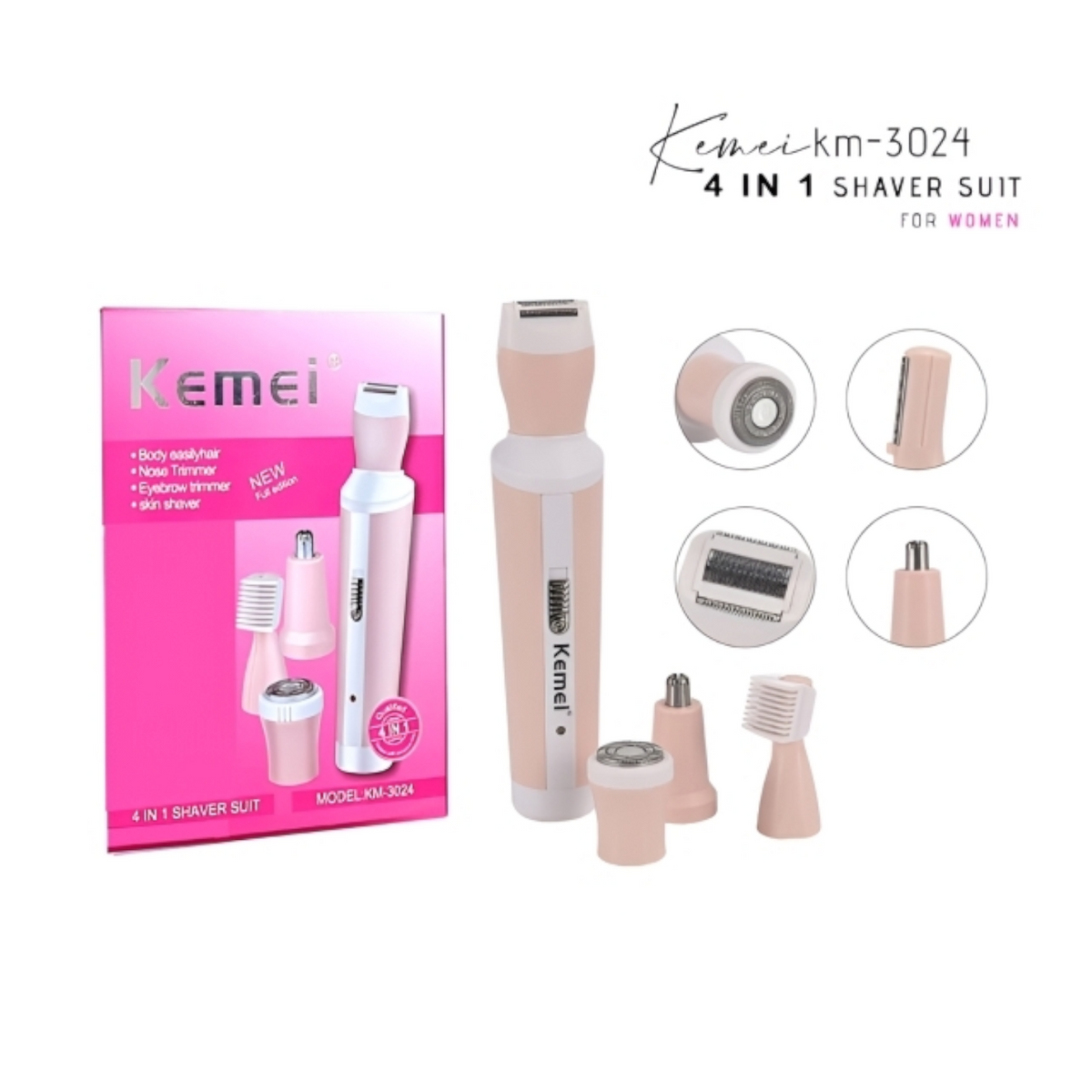 Kemei 4 In 1 Women Rechargeable Shaver ماكينة إزالة شعر نسائية