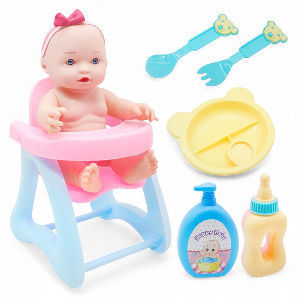 Baby Doll With Highchair لعبة مع كرسي أكل