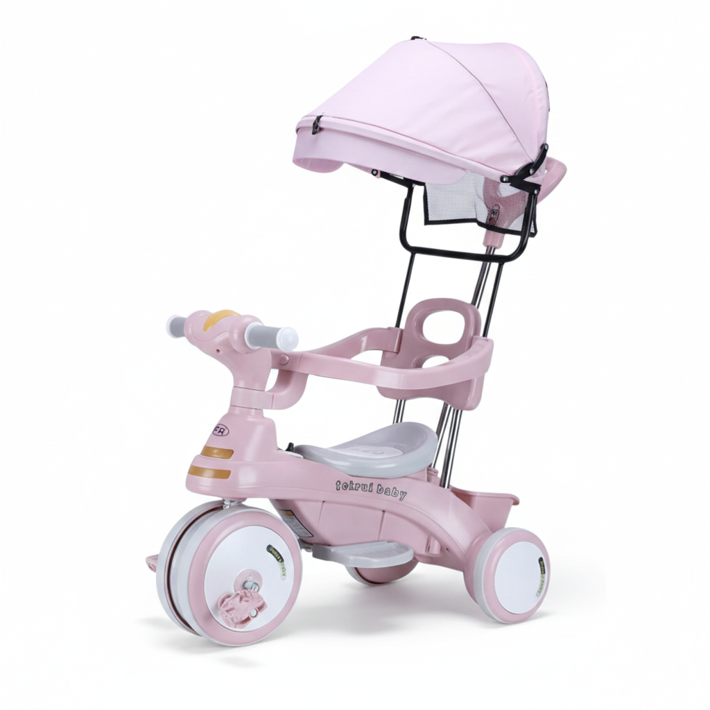 Tricycle With Steering Handle, Canopy, Music & Lights بسكليت ٣ دواليب