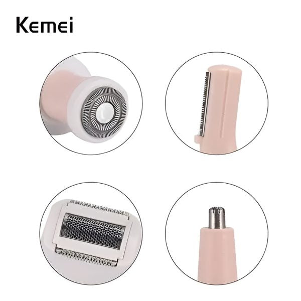 Kemei 4 In 1 Women Rechargeable Shaver ماكينة إزالة شعر نسائية