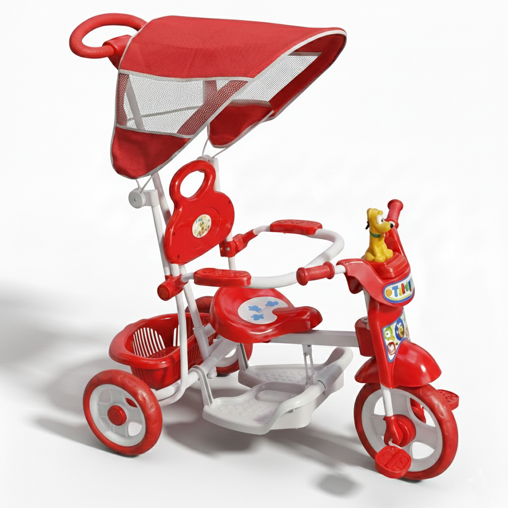 Tricycle With Steering Handle, Canopy & Music بسكليت ٣ دواليب