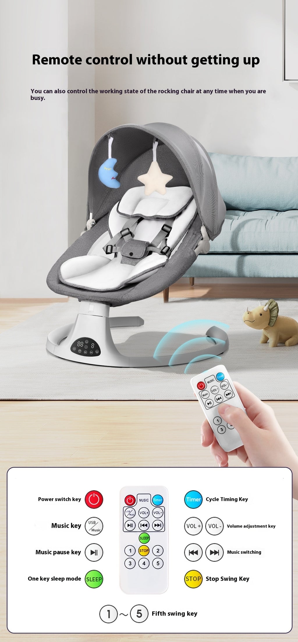 Modern Bluetooth Electric Baby Swing Chair
