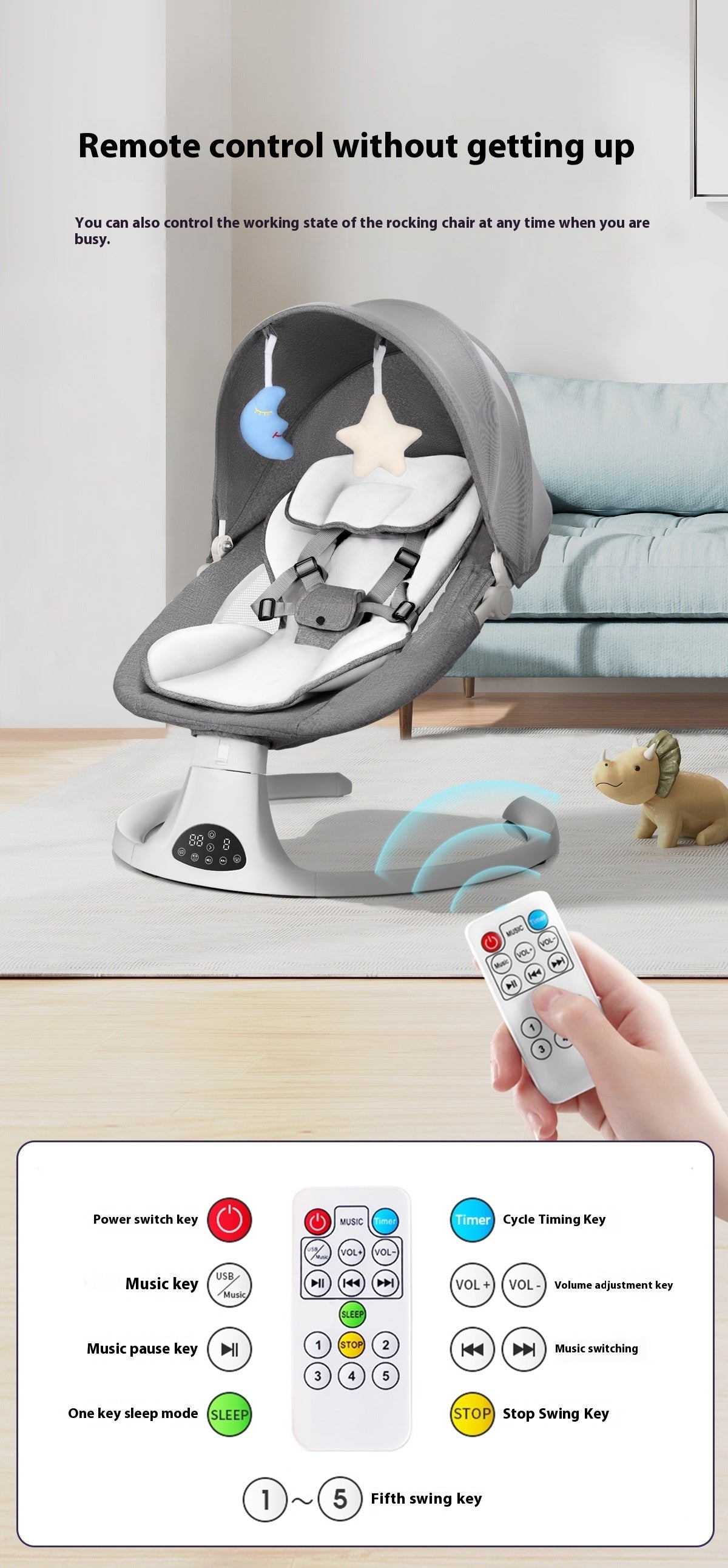 Modern Bluetooth Electric Baby Swing Chair