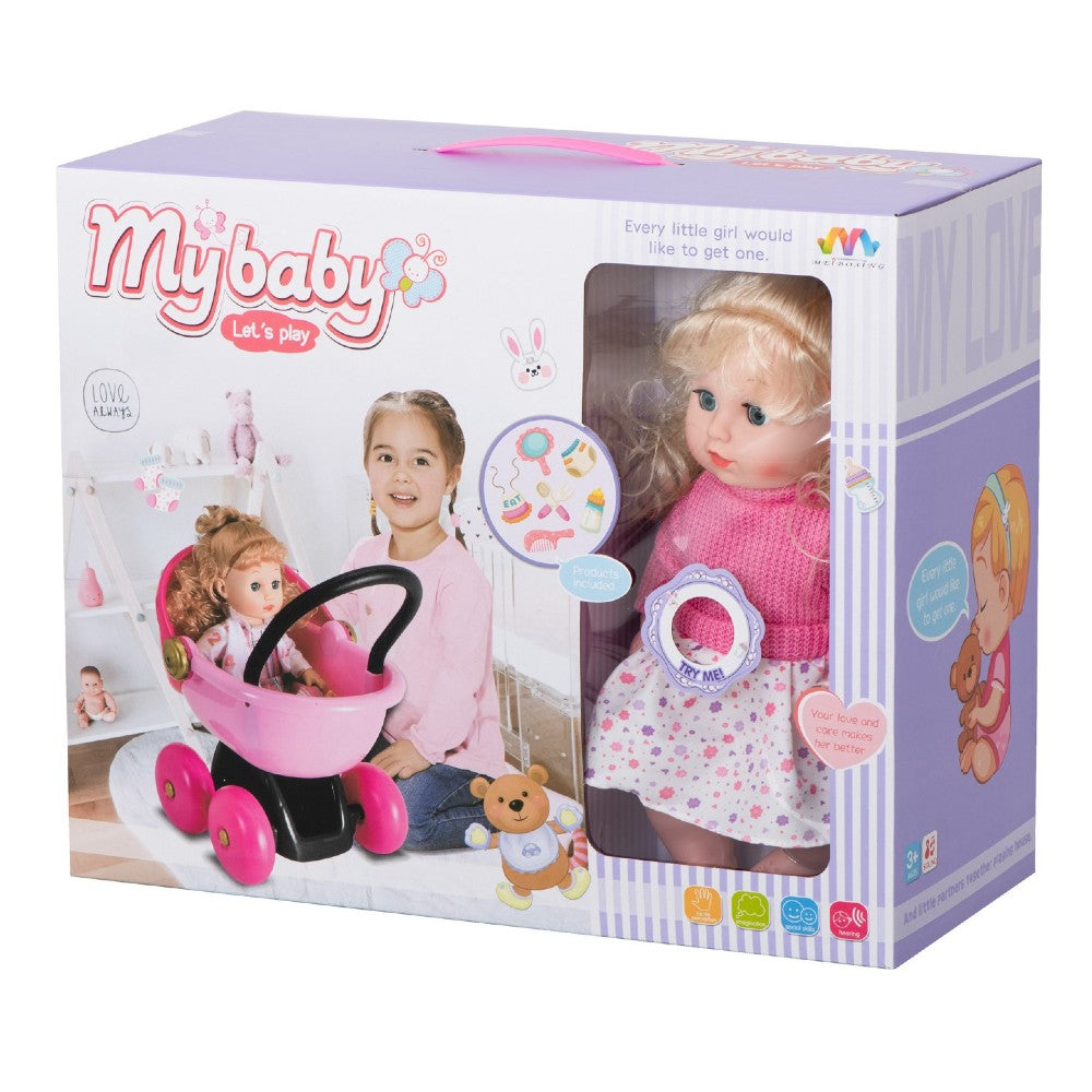 Baby Doll With Stroller لعبة كع عرباية