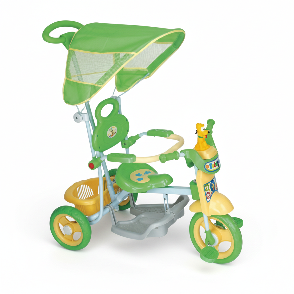 Tricycle With Steering Handle, Canopy & Music بسكليت ٣ دواليب