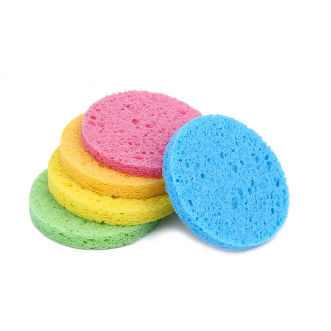 Monvku 2-Piece Round Cellulose Facial Cleansing Sponge