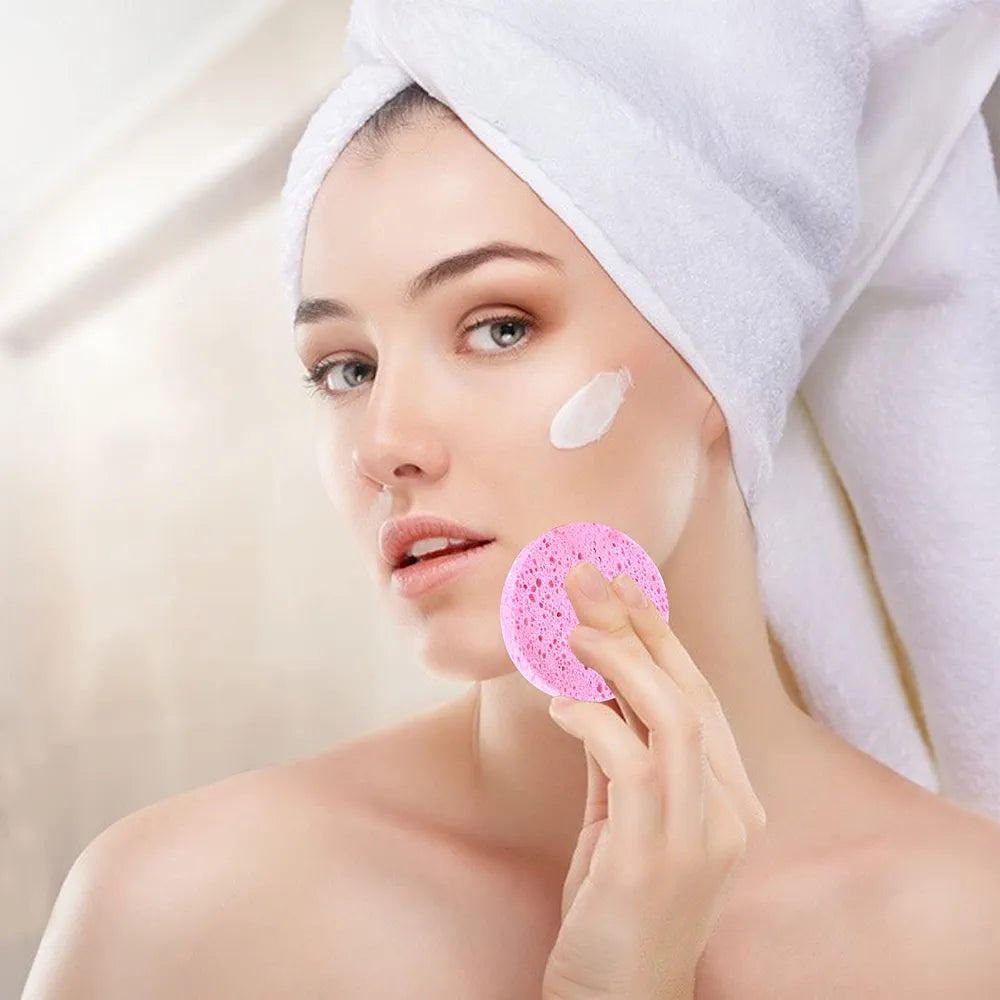 Monvku 2-Piece Round Cellulose Facial Cleansing Sponge