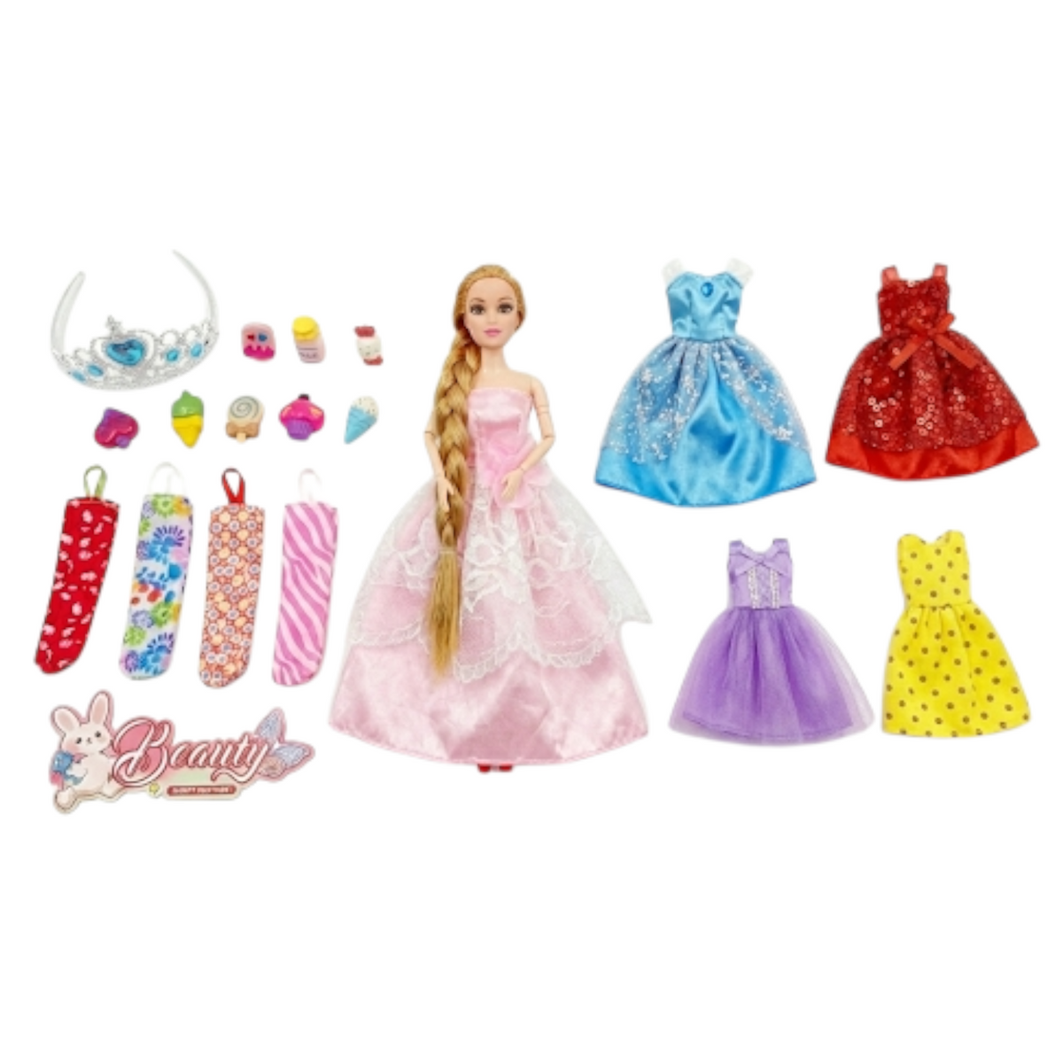 Barbie Doll With Dresses لعبة باربي مع فساتين