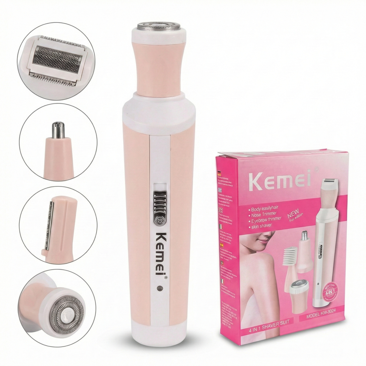 Kemei 4 In 1 Women Rechargeable Shaver ماكينة إزالة شعر نسائية