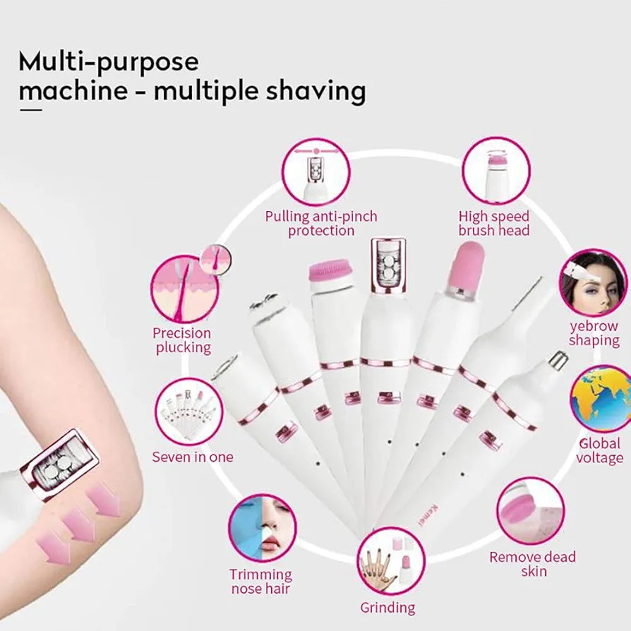 Kemei 7 In 1 Wet/Dry Women Rechargeable Shaver ماكينة إزالة شعر نسائية