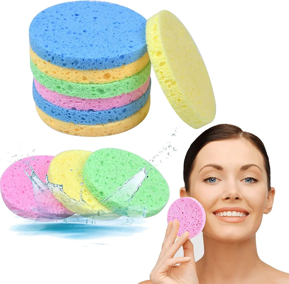Monvku 2-Piece Round Cellulose Facial Cleansing Sponge