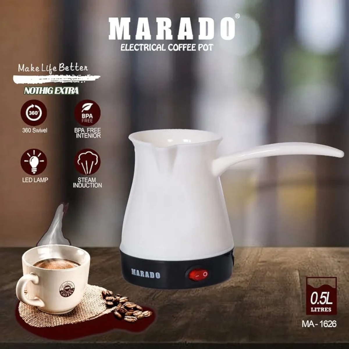Marado Electric Coffee Maker 500ml 600W غلاية قهوة كهربائية