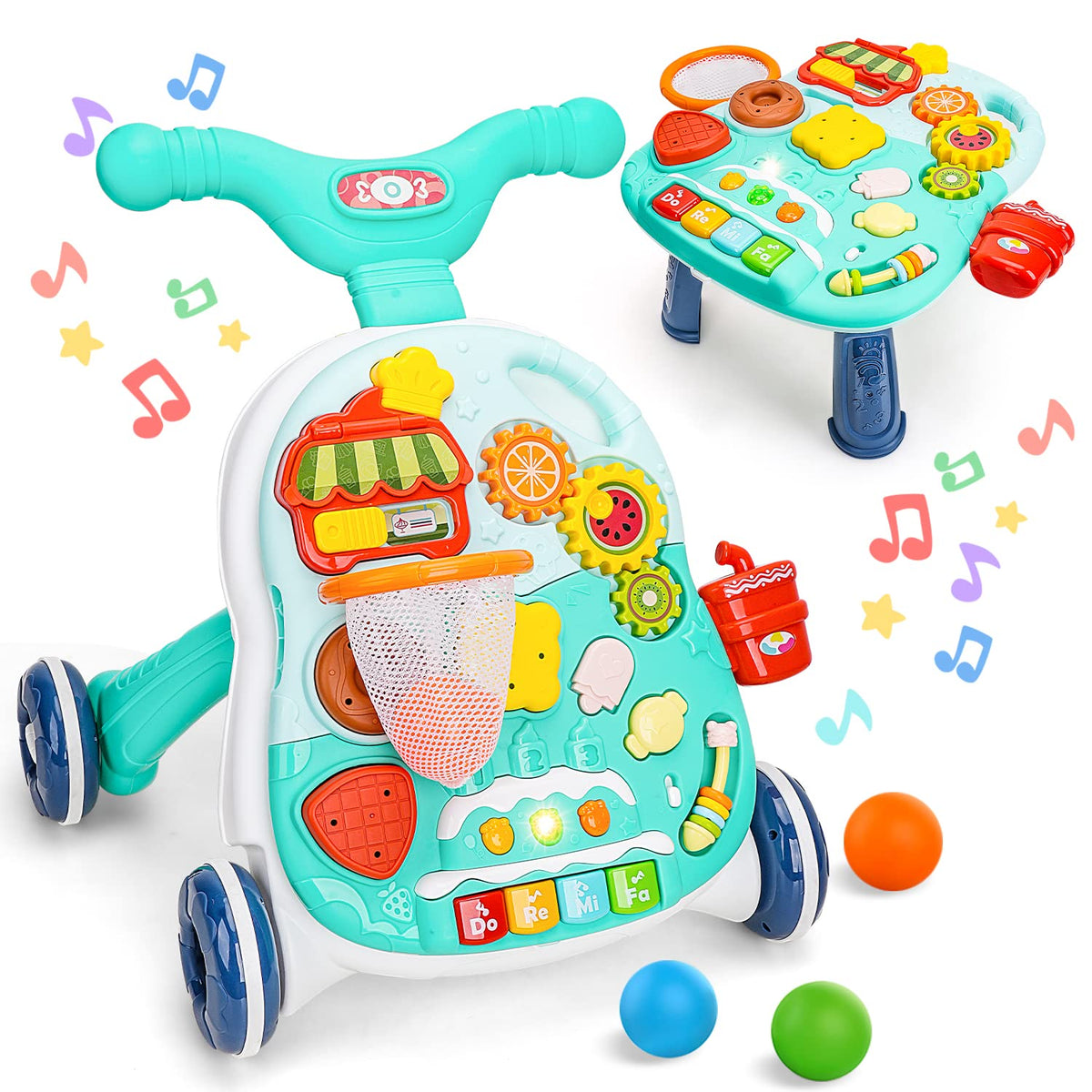 2 in 1 Musical Push Baby Walker & Activity Table