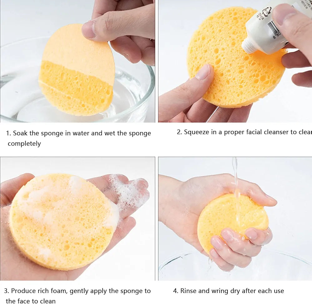 Monvku 2-Piece Round Cellulose Facial Cleansing Sponge