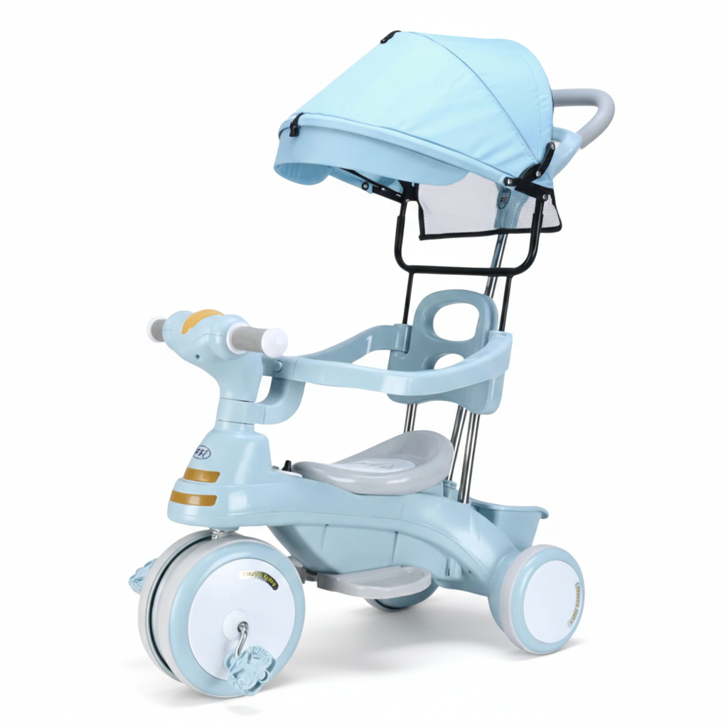 Tricycle With Steering Handle, Canopy, Music & Lights بسكليت ٣ دواليب