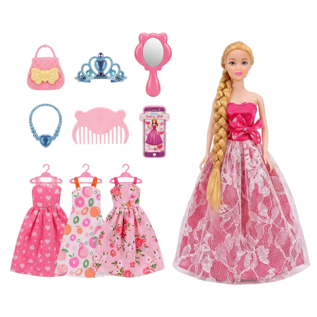 Barbie Doll With Dresses لعبة باربي مع فساتين