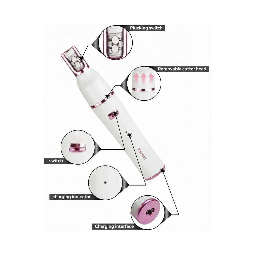 Kemei 7 In 1 Wet/Dry Women Rechargeable Shaver ماكينة إزالة شعر نسائية
