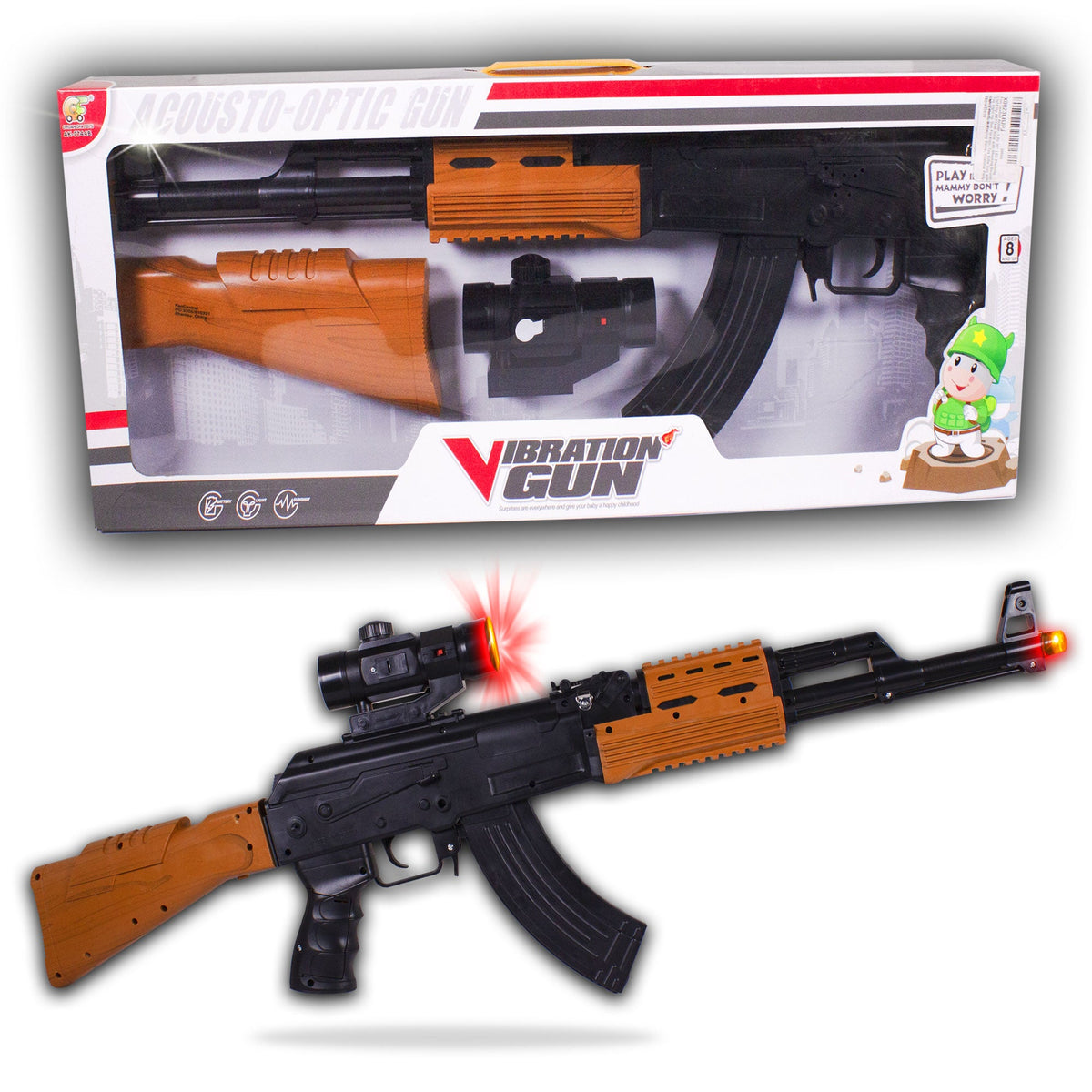 Sound & Light Vibration Rifle AK47 باروة بطارية صوت