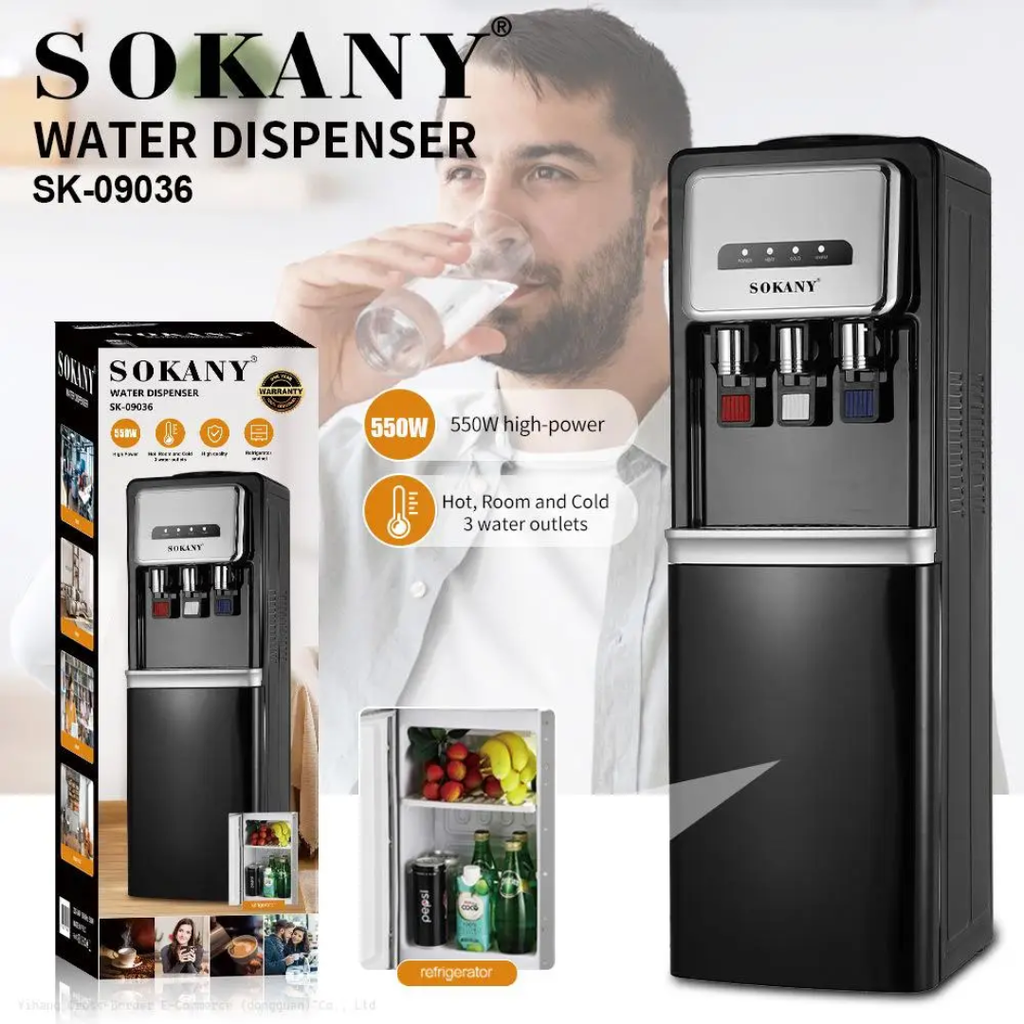 3 Taps Water Dispenser + Refrigerator كولر ماء مع براد