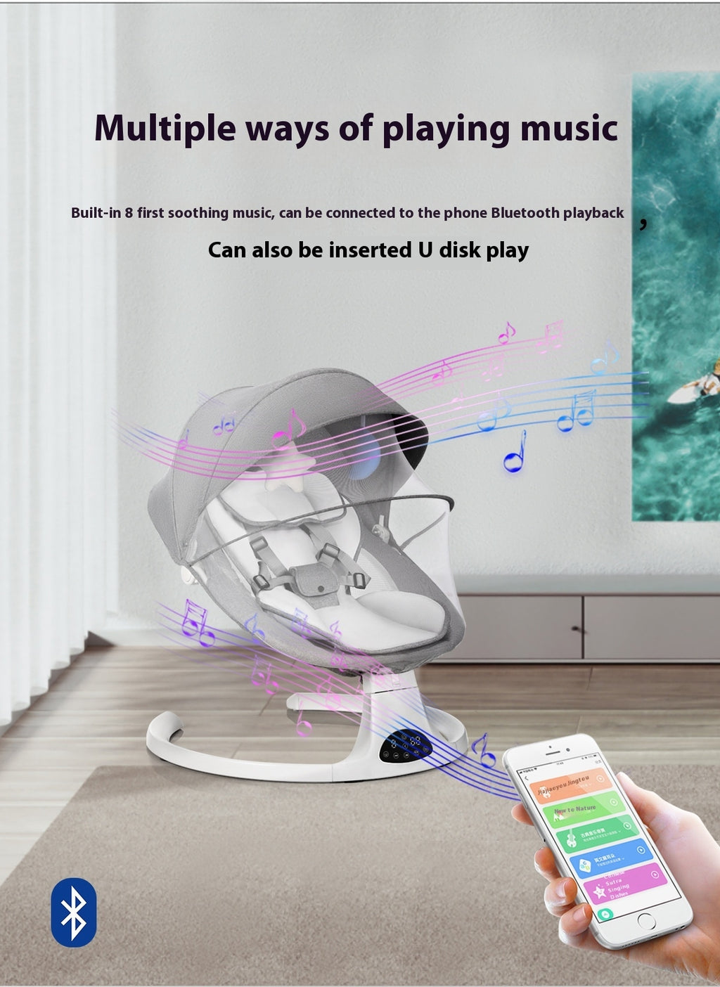 Modern Bluetooth Electric Baby Swing Chair