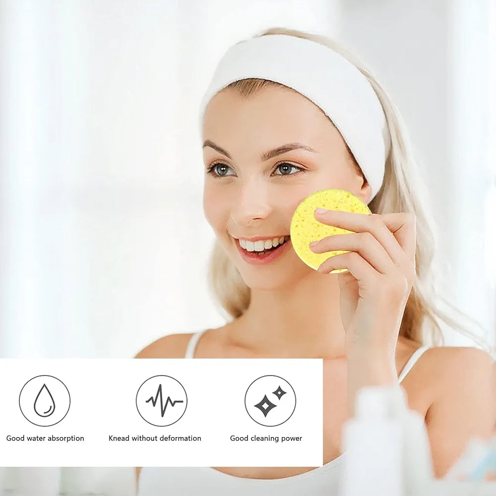 Monvku 2-Piece Round Cellulose Facial Cleansing Sponge
