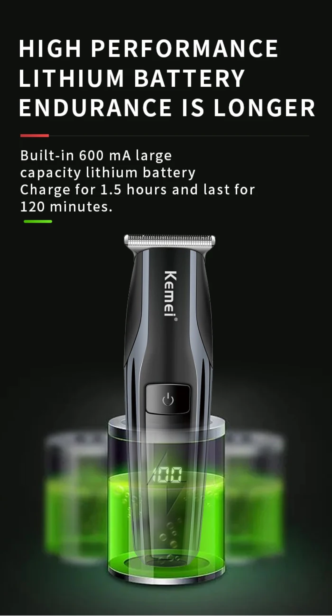 Kemei Rechargeable Clipper / Trimmer مكنة حلاقة